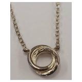 Sterling Silver 925 Interlocking Ring Necklace