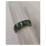 Vintage Sterling Silver Turquoise Inlay Ring