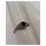 Vintage Sterling Silver Ring with Black Stone