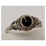 Vintage Sterling Silver Ring with Black Stone