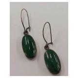 Sterling Silver Green Stone Dangle Earrings
