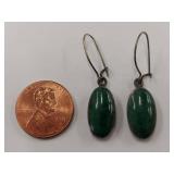 Sterling Silver Green Stone Dangle Earrings