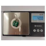 Sterling Silver Green Stone Dangle Earrings