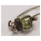 Vintage Sterling Silver Earrings Green Gemstones