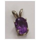 Elegant Sterling Silver Pendant with Purple Gemstone