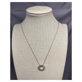 Sterling Silver Necklace with Baguette Cut Pendant