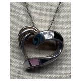 Sterling Silver Heart Pendant Inlaid Necklace