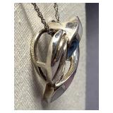 Sterling Silver Heart Pendant Inlaid Necklace