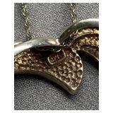 Sterling Silver Heart Pendant Inlaid Necklace