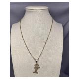 Italy Sterling Silver Cartoon Pendant Necklace 18"