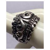 Ornate Sterling Silver Ring Vintage Antique