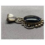Vintage Sterling Silver Onyx Pendant