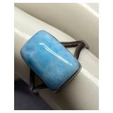 Vintage Silver Ring with Larimar Stone Antique