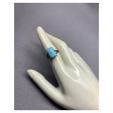 Vintage Silver Ring with Larimar Stone Antique