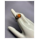 Sterling Silver 925 Ring with Bold Orange Gem