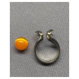 Sterling Silver 925 Ring with Bold Orange Gem