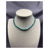 Sterling Silver Child Necklace - Turquoise Beads