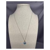 Sterling Silver Necklace with Blue Stone Pendant