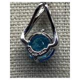 Sterling Silver Necklace with Blue Stone Pendant