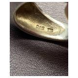 Sterling Silver Ring with Dark Stone Inlay 925