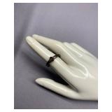 Sterling Silver Ring with Red Gemstone, Size 6.5