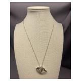 Sterling Silver Heart Necklace with Crystals