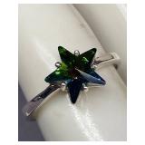 Sterling Silver Star-Shaped Gemstone Ring