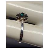 Sterling Silver Star-Shaped Gemstone Ring