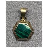 Sterling Silver Malachite Pendant Mexico