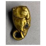 Antique Elephant Shaped Brass Snuff Box Locket