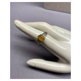 Sterling Silver Yellow Gemstone Ring Size 6.25