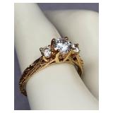 Vintage Sterling Silver Gemstone Engagement Ring Size 9