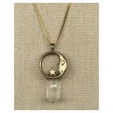Sterling Silver Moon Star Crystal Pendant