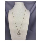 Sterling Silver Moon Star Crystal Pendant