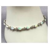 Sterling Silver Opal Minimalist Bracelet 7.5"