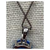 Sterling Silver Necklace with Blue Gemstone Pendant