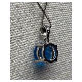 Sterling Silver Necklace with Blue Gemstone Pendant