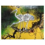 3-Section Vintage Inlaid Japanese Lacquered Panel Artwork w/Inlaid Mother-of-Pearl