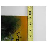 3-Section Vintage Inlaid Japanese Lacquered Panel Artwork w/Inlaid Mother-of-Pearl