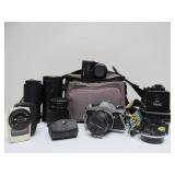 Vintage PENTAX Film Camera w/Zoom Lenses & Accessories
