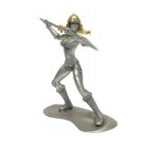 Nice Group of Vintage Pewter Sci-Fi Figural Woman Warrior Sculptures