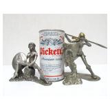 Nice Group of Vintage Pewter Sci-Fi Figural Woman Warrior Sculptures