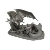 Larger Vintage Pewter Dragon Sculpture by Richard Kerr for Ral Partha - "Check Mate"