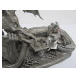 Larger Vintage Pewter Dragon Sculpture by Richard Kerr for Ral Partha - "Check Mate"
