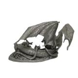 Larger Vintage Pewter Dragon Sculpture by Richard Kerr for Ral Partha - "Check Mate"