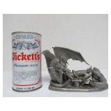 Larger Vintage Pewter Dragon Sculpture by Richard Kerr for Ral Partha - "Check Mate"