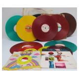 Collection of Vintage Colorful Vinyl Records