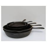 Nice Lot of 5 Vintage WAGNER Cast Iron SKillets