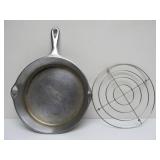 Old Vintage Hammered Cast Iron Chromed Skillet by Chicago Hardware Foundry - No. 87e