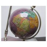 Inlaid Stone Desk Globe w/Pen Holder & Pen